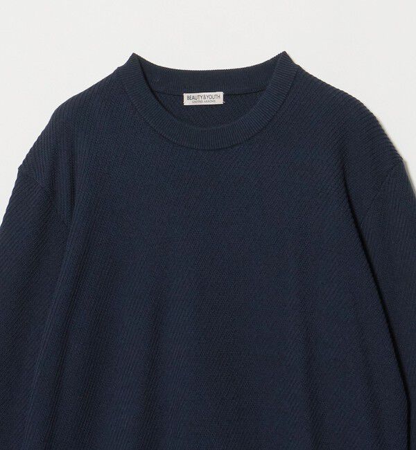 BEAUTY&YOUTH UNITED ARROWS「ガスコットン ツイル アゼ クルーネック ニット」|ニット・セーター|