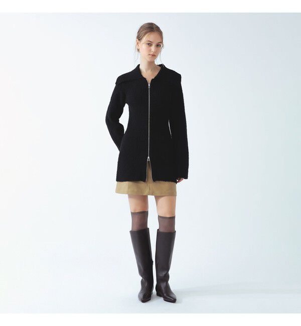 Ray BEAMS 「ジップ ポロニット ミニ ワンピース」|ワンピース|BLACK