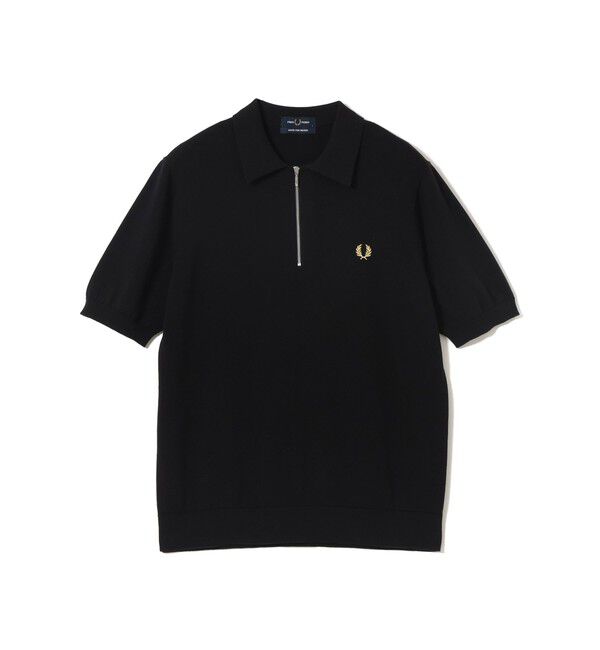 BEAMS「BEAMS｜【別注】FRED PERRY / Half-Zip Knit Polo｜ポロシャツ ｜ハーフジップ｜水洗い可」|ポロシャツ|BLACK