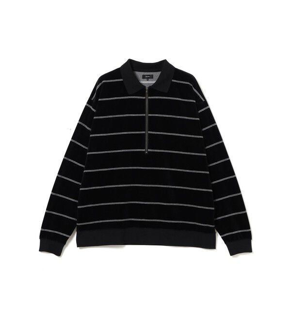 BEAMS「ベロア ボーダー ポロシャツ」|ポロシャツ|