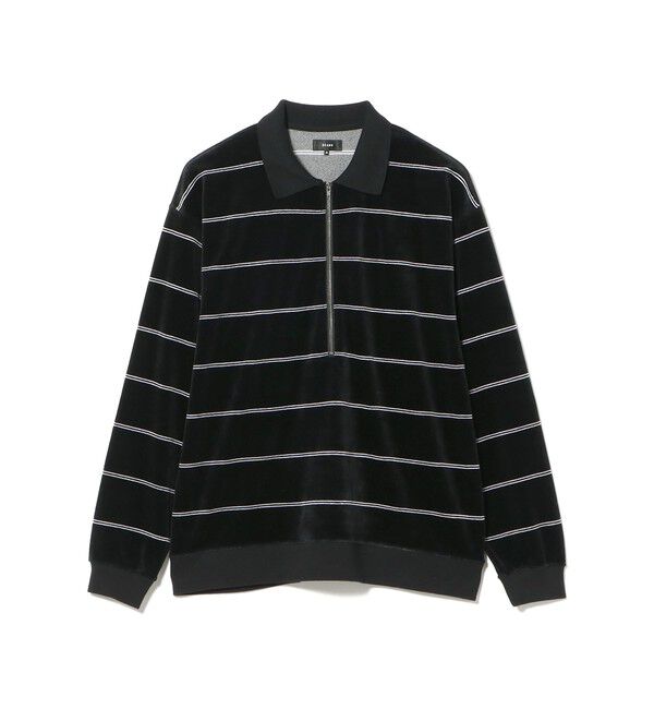 BEAMS「ベロア ボーダー ポロシャツ」|ポロシャツ|