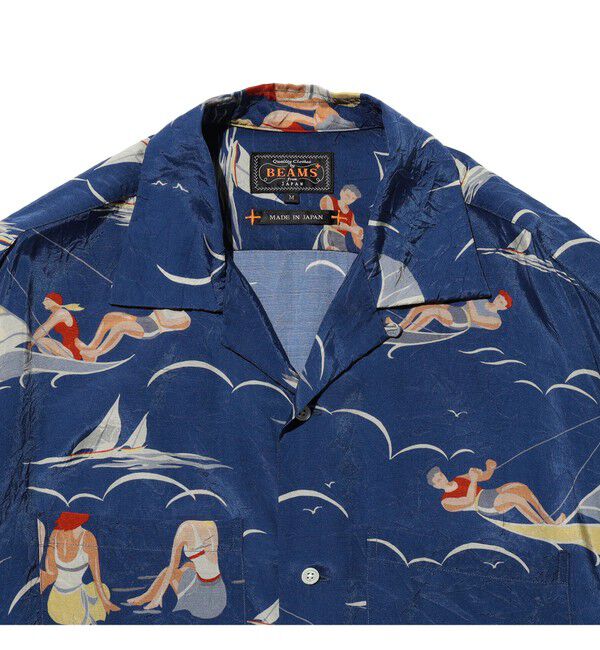 BEAMS PLUS「Open Collar Cupro Print」|シャツ・ブラウス|