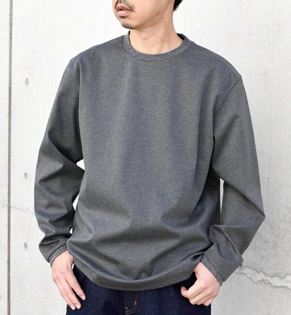 SHIPS any「SHIPS any: スムースコットン クルーネック Tシャツ (ロンT)◆」|Tシャツ・カットソー|チャコールグレー