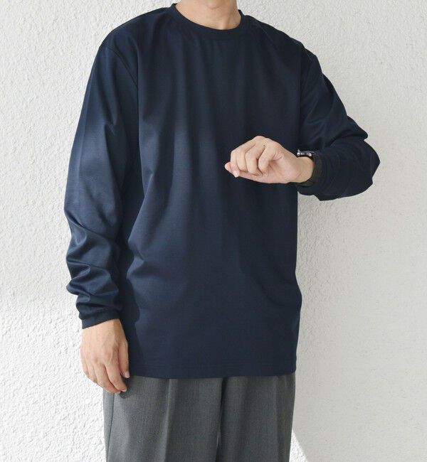 SHIPS any「SHIPS any: スムースコットン クルーネック Tシャツ (ロンT)◆」|Tシャツ・カットソー|ネイビー