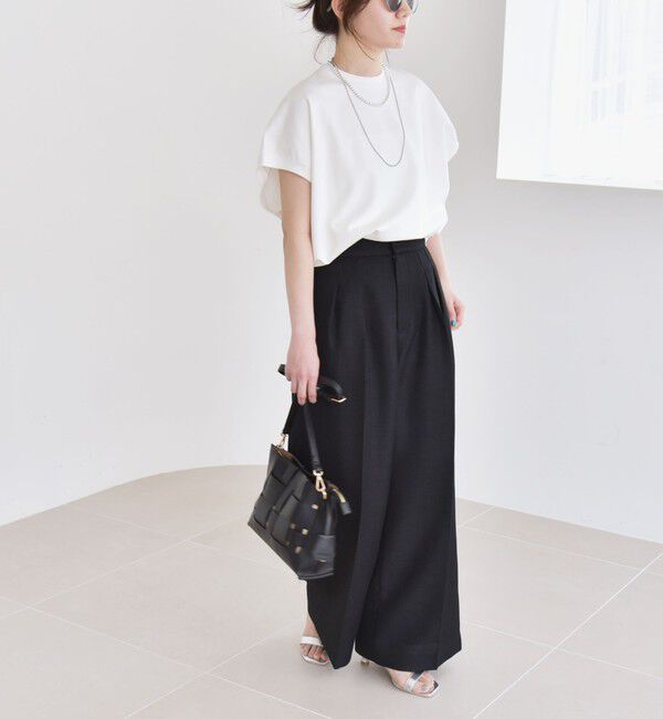 quaranciel「〈洗濯機可能〉ライト ポンチ コンパクト フレンチスリーブ TEE」|Tシャツ・カットソー|