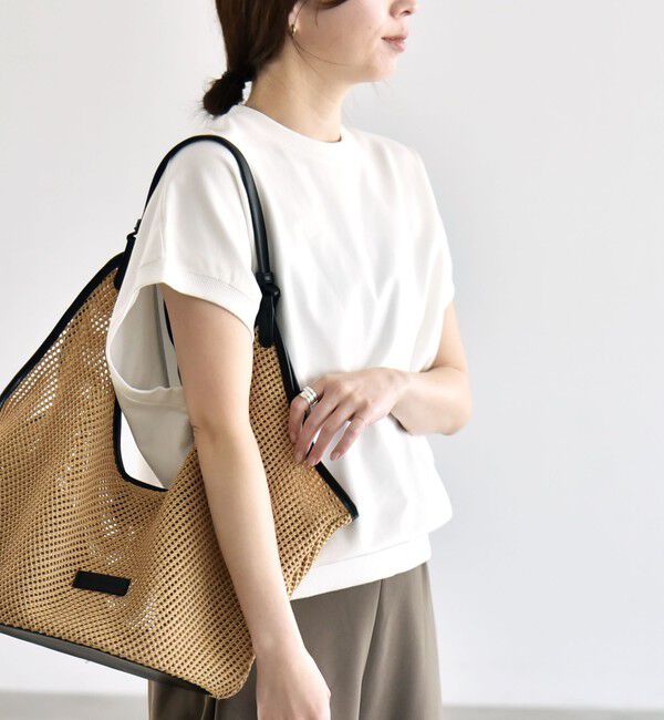 quaranciel「〈洗濯機可能〉ライト ポンチ コンパクト フレンチスリーブ TEE」|Tシャツ・カットソー|