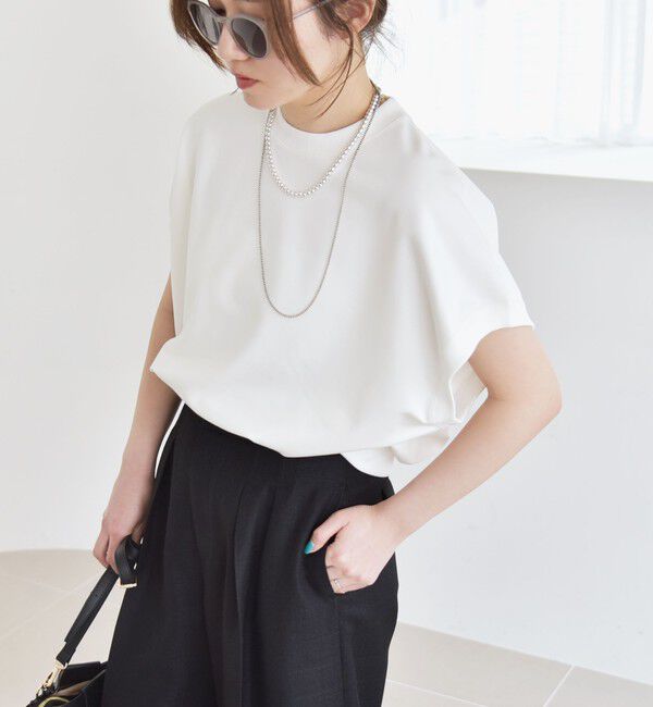 quaranciel「〈洗濯機可能〉ライト ポンチ コンパクト フレンチスリーブ TEE」|Tシャツ・カットソー|