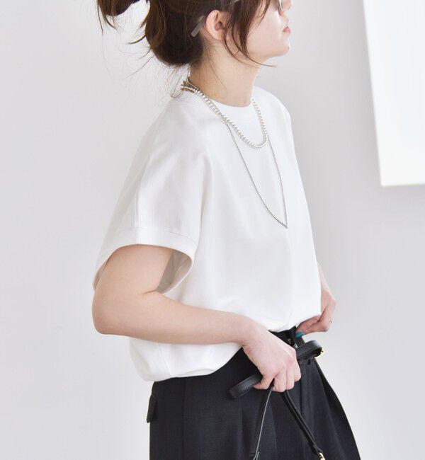 quaranciel「〈洗濯機可能〉ライト ポンチ コンパクト フレンチスリーブ TEE」|Tシャツ・カットソー|