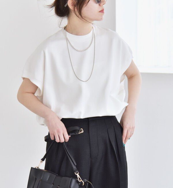 quaranciel「〈洗濯機可能〉ライト ポンチ コンパクト フレンチスリーブ TEE」|Tシャツ・カットソー|