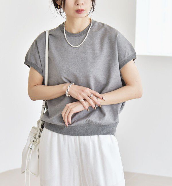 quaranciel「〈洗濯機可能〉ライト ポンチ コンパクト フレンチスリーブ TEE」|Tシャツ・カットソー|