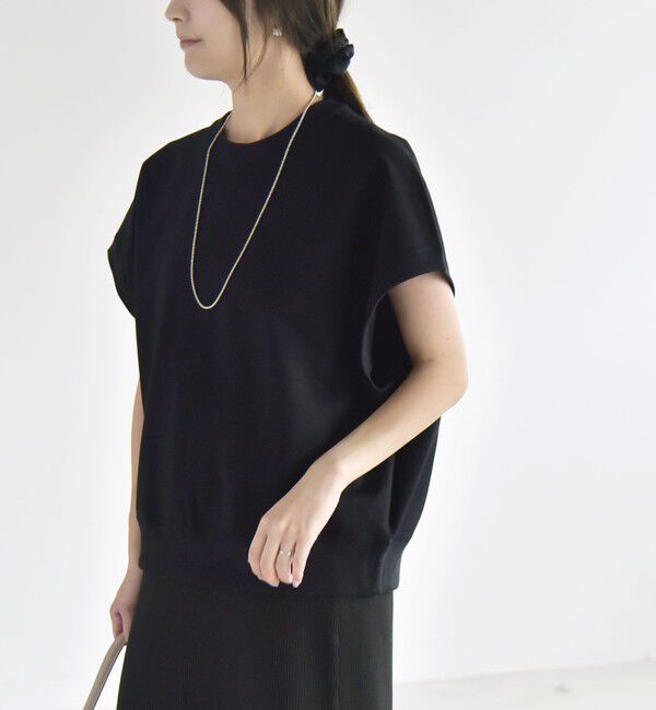 quaranciel「〈洗濯機可能〉ライト ポンチ コンパクト フレンチスリーブ TEE」|Tシャツ・カットソー|