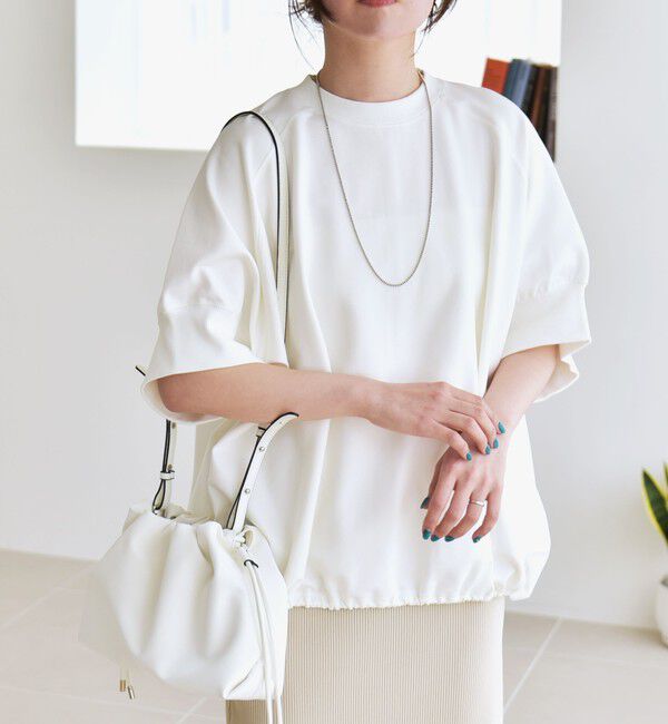 quaranciel「〈洗濯機可能〉ライト ポンチ ハーフスリーブ ドロスト ルーズ TEE」|Tシャツ・カットソー|