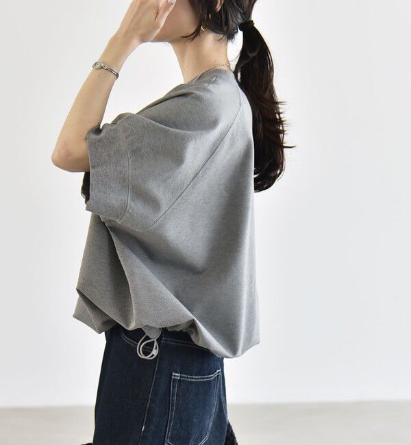 quaranciel「〈洗濯機可能〉ライト ポンチ ハーフスリーブ ドロスト ルーズ TEE」|Tシャツ・カットソー|