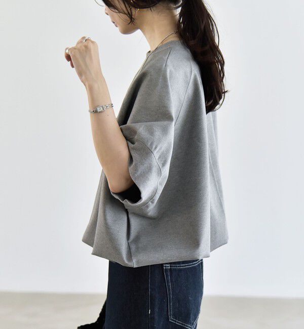 quaranciel「〈洗濯機可能〉ライト ポンチ ハーフスリーブ ドロスト ルーズ TEE」|Tシャツ・カットソー|