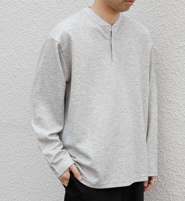 SHIPS any「〈洗濯機可能〉フクレ ジャカード リラックス ヘンリーネックTシャツ(ロンT)◇」|Tシャツ・カットソー|
