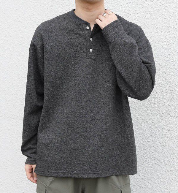 SHIPS any「〈洗濯機可能〉フクレ ジャカード リラックス ヘンリーネックTシャツ(ロンT)◇」|Tシャツ・カットソー|