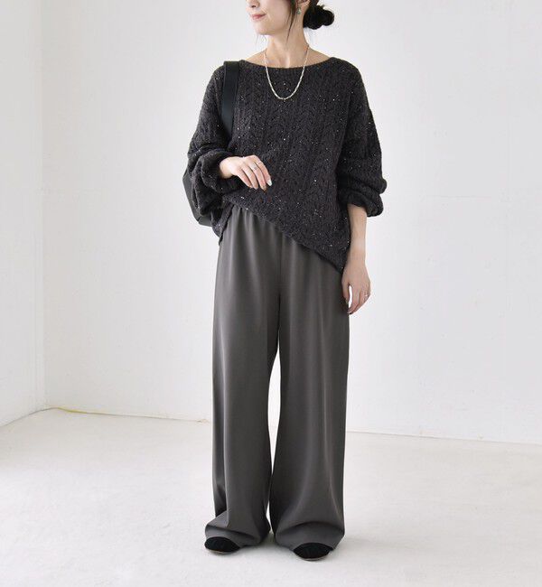 quaranciel「《予約》〈手洗い可能〉スパンコール 透かし編み ルーズ ニット」|ニット・セーター|