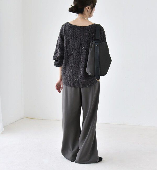 quaranciel「《予約》〈手洗い可能〉スパンコール 透かし編み ルーズ ニット」|ニット・セーター|