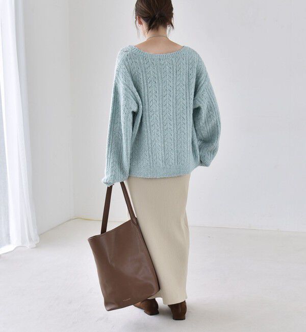 quaranciel「《予約》〈手洗い可能〉スパンコール 透かし編み ルーズ ニット」|ニット・セーター|