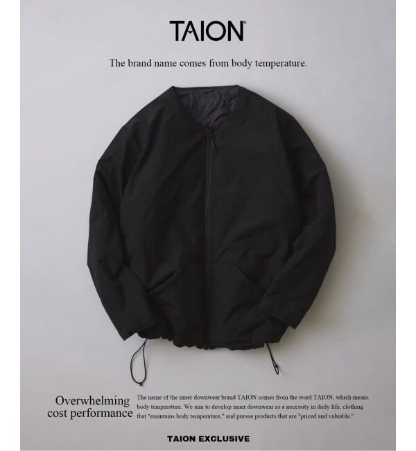 JOURNAL STANDARD relume「《予約》TAION / タイオン 別注  リバーシブル ノーカラー ダウンジャケット」|ダウン|ブラック