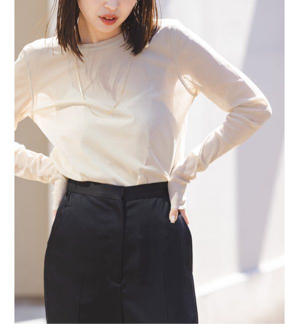 NOBLE「スキンチュールロングTシャツ」|Tシャツ・カットソー|ベージュ