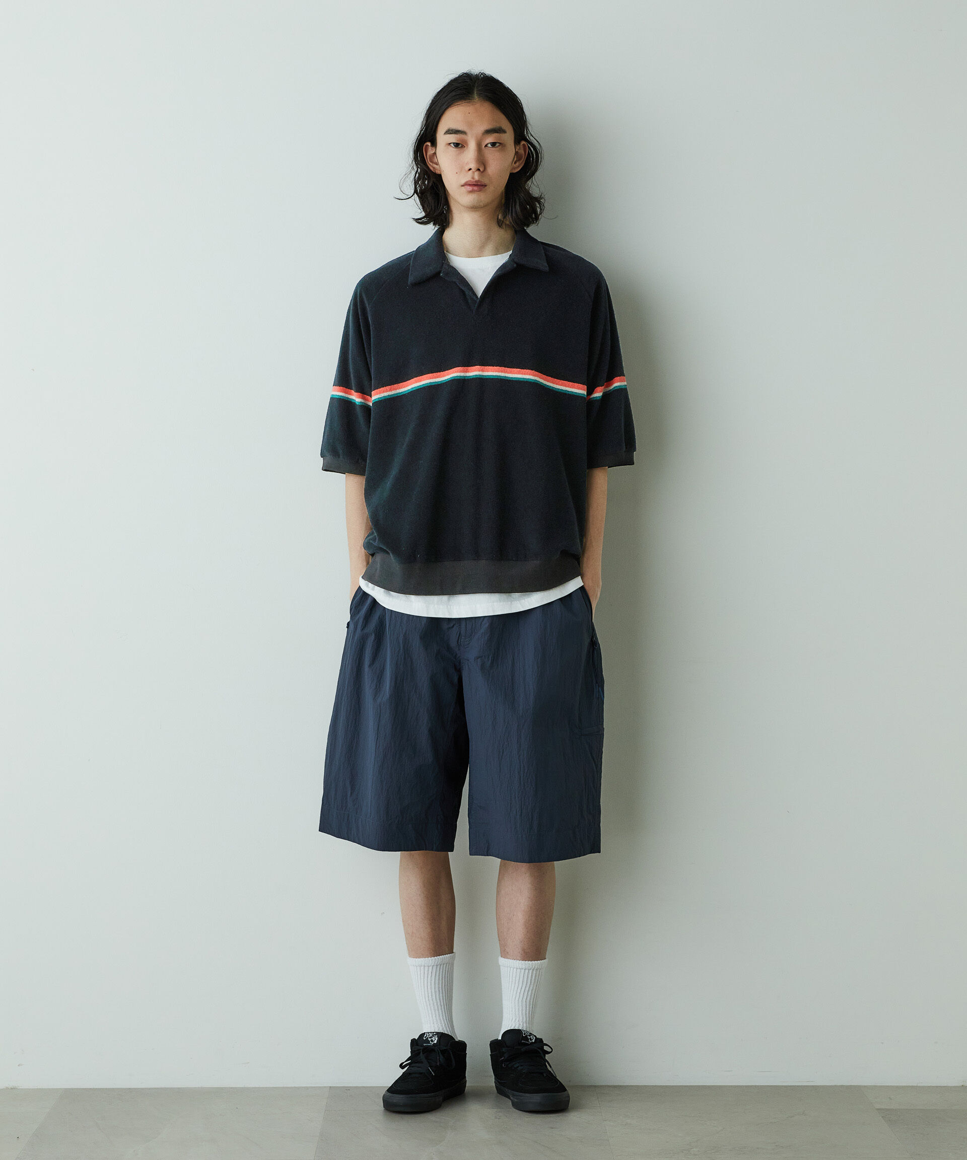 NANO universe「「HOTEL PALACE」オテルパラス レトロボーダーパイルスキッパーシャツ」|Tシャツ・カットソー|