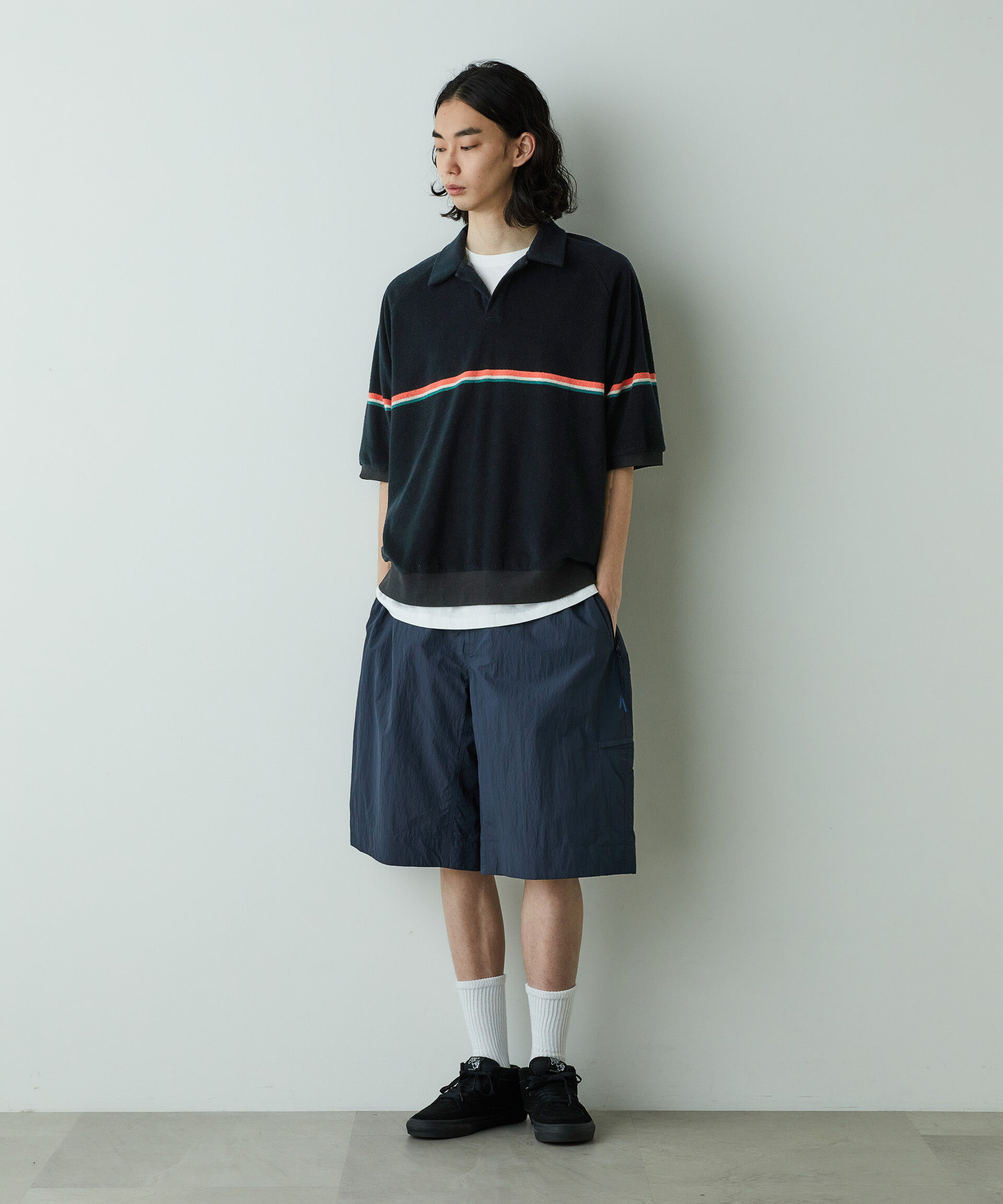 NANO universe「「HOTEL PALACE」オテルパラス レトロボーダーパイルスキッパーシャツ」|Tシャツ・カットソー|