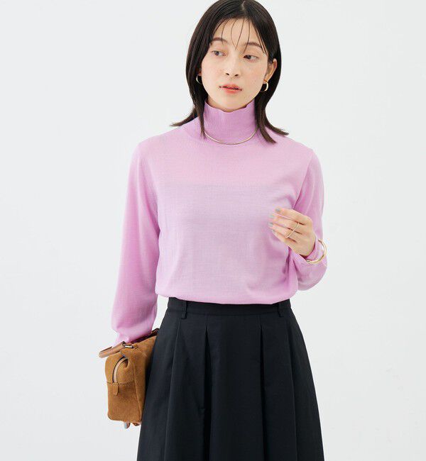 NOLLEY'S sophi「【新色追加】【一部WEB限定カラー】《抗ピンリング/手洗い可能》ウール100 18Ｇハイネックプルオーバー」|ニット・セーター|ライトパープル