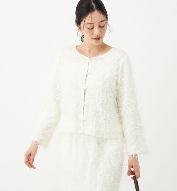 NOLLEY'S「《セットアップ対応》ウォッシャブルラメフリンジ2WAY羽織ブラウス」|シャツ・ブラウス|