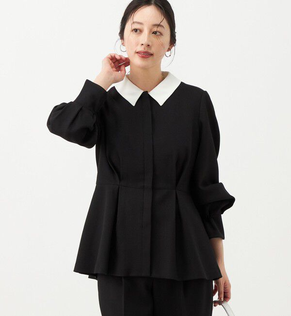 NOLLEY'S「《セットアップ対応》ウォッシャブルウールライクペプラムブラウス」|シャツ・ブラウス|