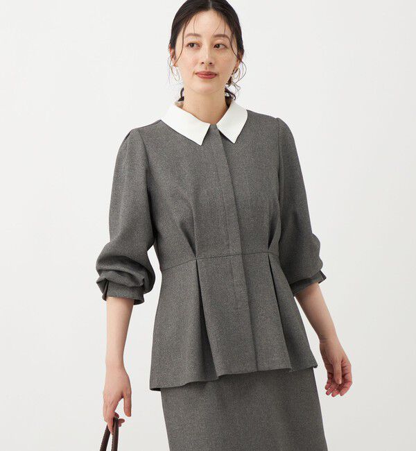NOLLEY'S「《セットアップ対応》ウォッシャブルウールライクペプラムブラウス」|シャツ・ブラウス|