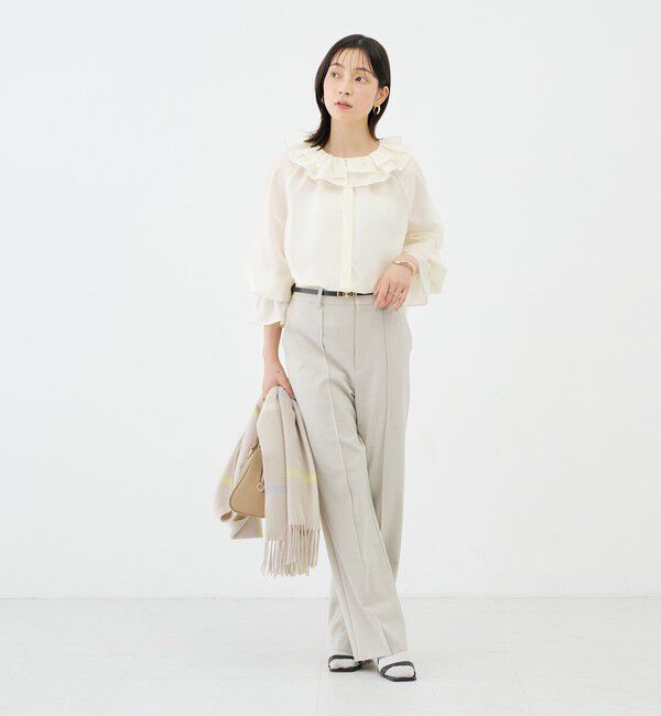 NOLLEY'S sophi「ウォッシャブルシアーフリルネックブラウス」|シャツ・ブラウス|