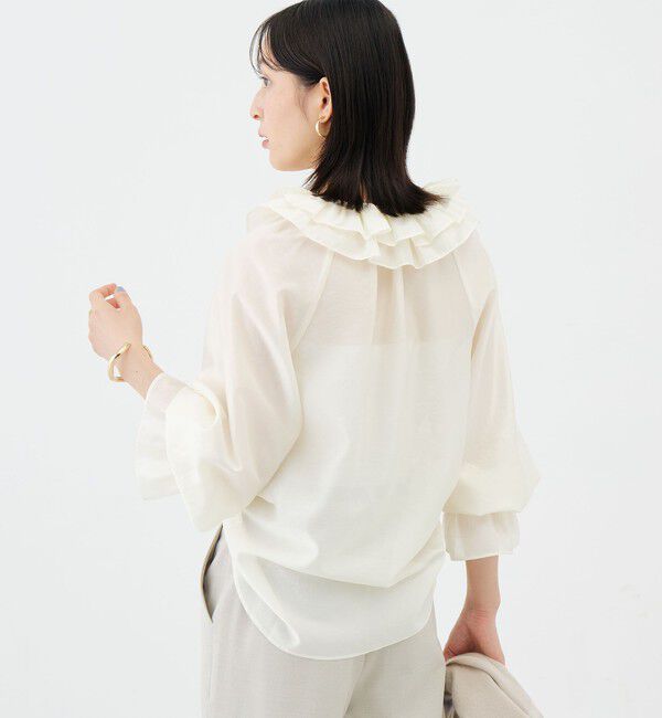 NOLLEY'S sophi「ウォッシャブルシアーフリルネックブラウス」|シャツ・ブラウス|