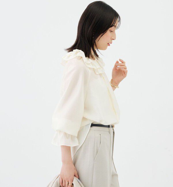 NOLLEY'S sophi「ウォッシャブルシアーフリルネックブラウス」|シャツ・ブラウス|
