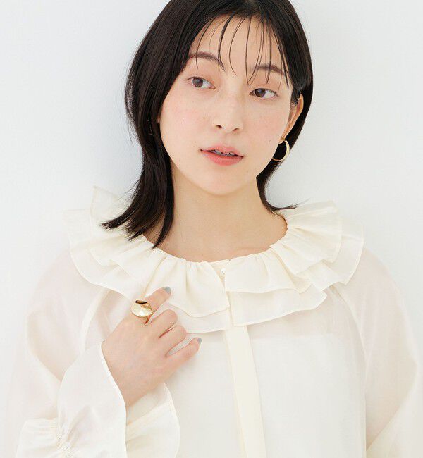 NOLLEY'S sophi「ウォッシャブルシアーフリルネックブラウス」|シャツ・ブラウス|