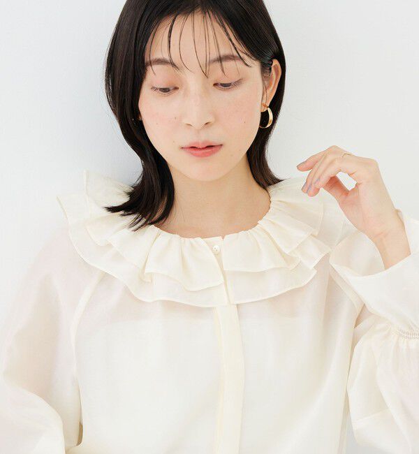 NOLLEY'S sophi「ウォッシャブルシアーフリルネックブラウス」|シャツ・ブラウス|