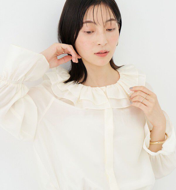 NOLLEY'S sophi「ウォッシャブルシアーフリルネックブラウス」|シャツ・ブラウス|