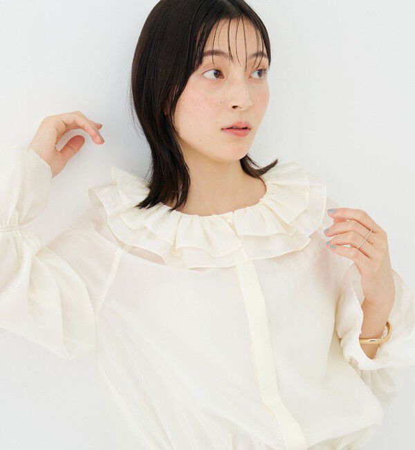 NOLLEY'S sophi「ウォッシャブルシアーフリルネックブラウス」|シャツ・ブラウス|