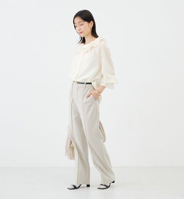 NOLLEY'S sophi「ウォッシャブルシアーフリルネックブラウス」|シャツ・ブラウス|