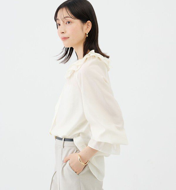 NOLLEY'S sophi「ウォッシャブルシアーフリルネックブラウス」|シャツ・ブラウス|