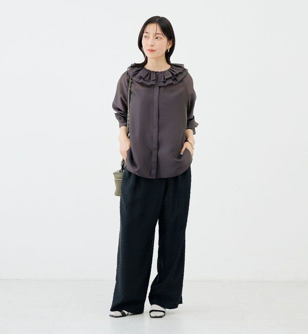 NOLLEY'S sophi「ウォッシャブルシアーフリルネックブラウス」|シャツ・ブラウス|