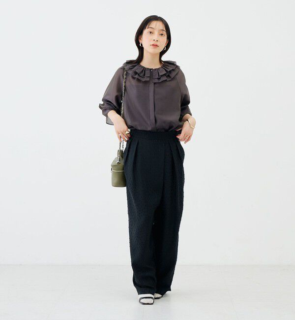NOLLEY'S sophi「ウォッシャブルシアーフリルネックブラウス」|シャツ・ブラウス|