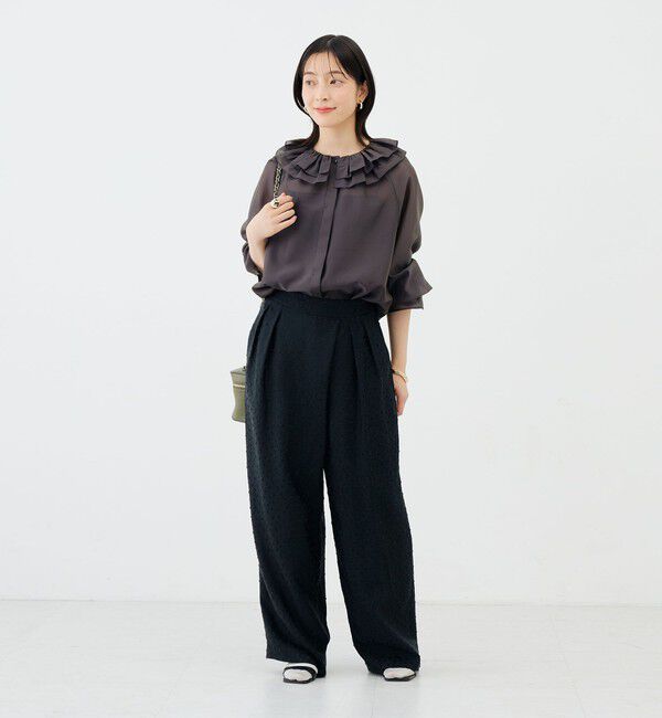 NOLLEY'S sophi「ウォッシャブルシアーフリルネックブラウス」|シャツ・ブラウス|