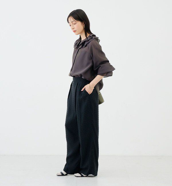 NOLLEY'S sophi「ウォッシャブルシアーフリルネックブラウス」|シャツ・ブラウス|