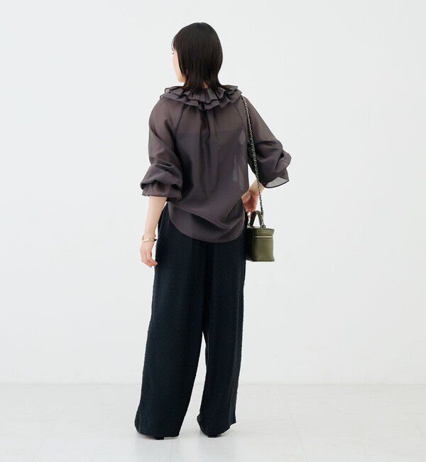 NOLLEY'S sophi「ウォッシャブルシアーフリルネックブラウス」|シャツ・ブラウス|