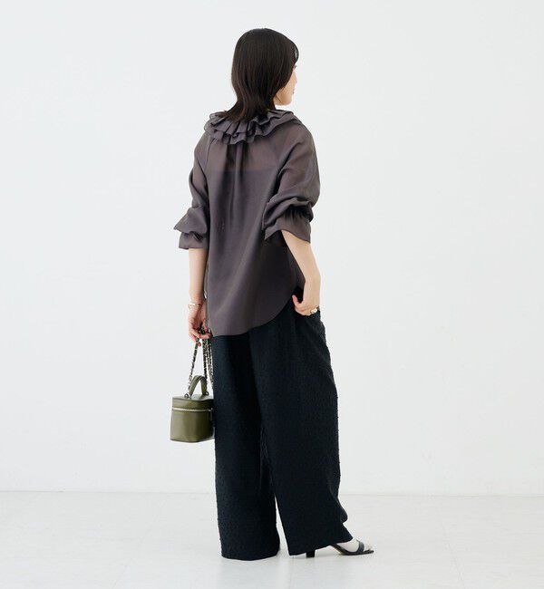NOLLEY'S sophi「ウォッシャブルシアーフリルネックブラウス」|シャツ・ブラウス|