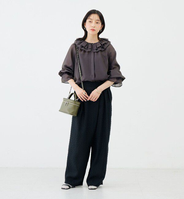 NOLLEY'S sophi「ウォッシャブルシアーフリルネックブラウス」|シャツ・ブラウス|
