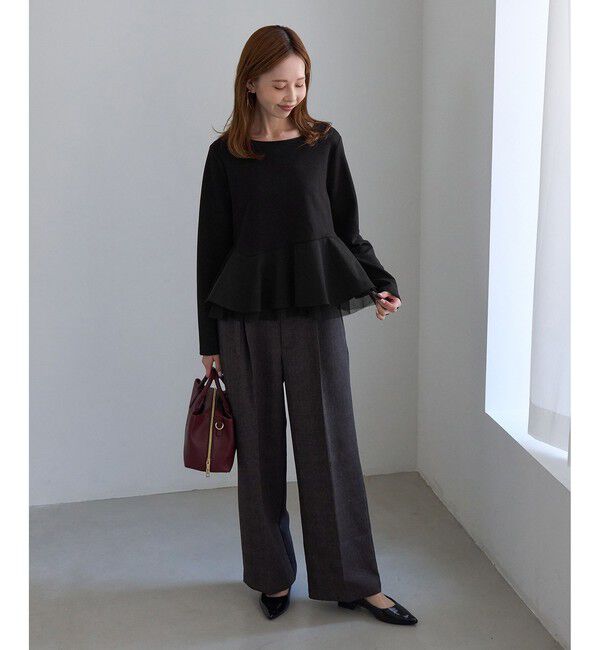 Rope&rsquo;Picnic「異素材ドッキング アシンメトリーペプラムカットトップス」|Tシャツ・カットソー|