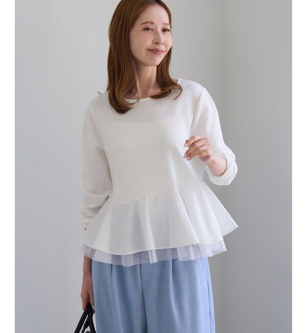 Rope&rsquo;Picnic「異素材ドッキング アシンメトリーペプラムカットトップス」|Tシャツ・カットソー|