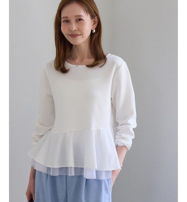 Rope&rsquo;Picnic「異素材ドッキング アシンメトリーペプラムカットトップス」|Tシャツ・カットソー|